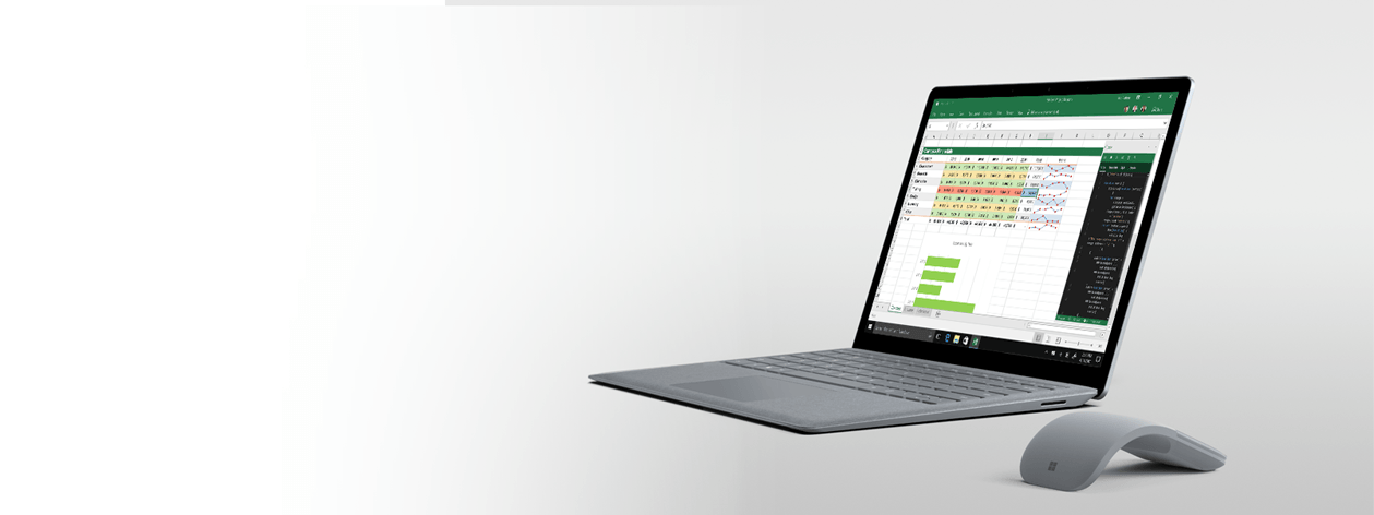 Laptop on a desk displaying an Excel spreadsheet with a task pane Excel add-in